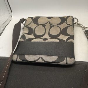 Coach Signature Logo Crossbody Bag - Black & Silver